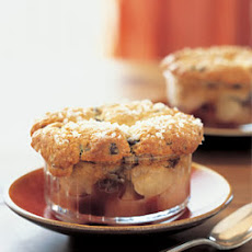 Pear and Dried Cherry Cobblers with Ginger-Chocolate Chip Biscuit Topping