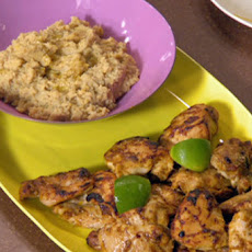 Tandoori Chicken with Mashed Chick Peas and Pepper and Onion Salad