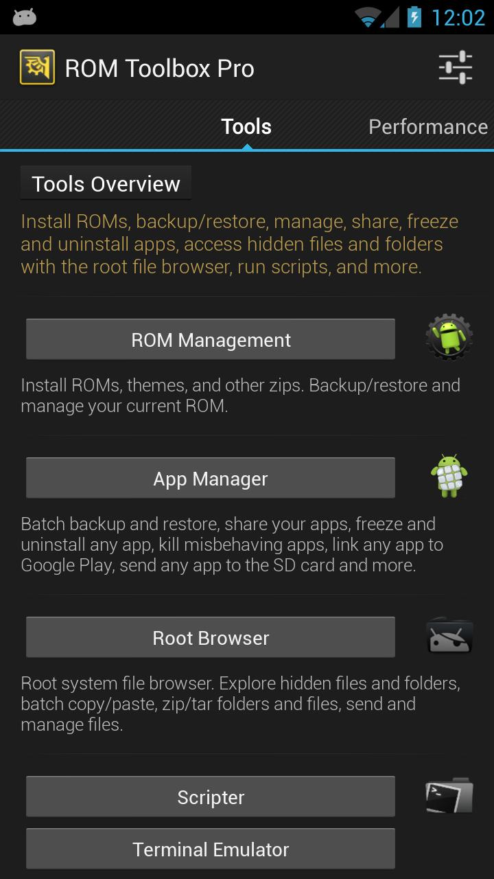 Android application ROM Toolbox Pro screenshort