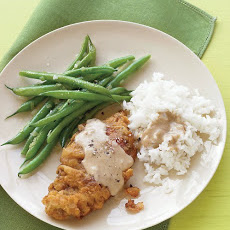 Country-Fried Steak with Green Beans and Rice