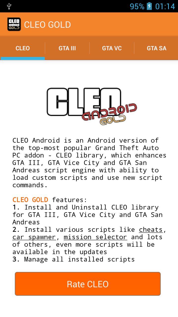 Android application CLEO Gold screenshort