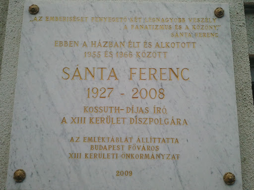 Sánta Ferenc emléktábla