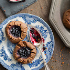 Peanut Butter Cocoa Cookies with Berry Jam
