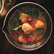 Mixed-Greens and Sausage Soup with Cornmeal Dumplings