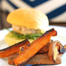 Turkey Burgers with Gruyere & Spiced Sweet Potato Fries