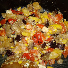 Quick Stove Top Ratatouille with Feta