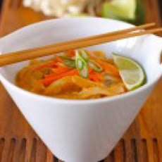 Red Curry, Coconut milk and Rice Noodle Thai Soup