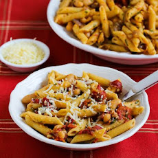 Meatless Penne Pasta with White Beans, Roasted Tomatoes, and Herbs