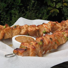Asian Salmon Skewers With Peanut Butter Sauce
