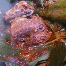 Beef With Guajillo Sauce Baked in Banana Leaves - Mixiote De Car