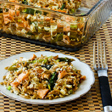 Whole Wheat Orzo Casserole Recipe with Salmon, Asparagus, and Feta
