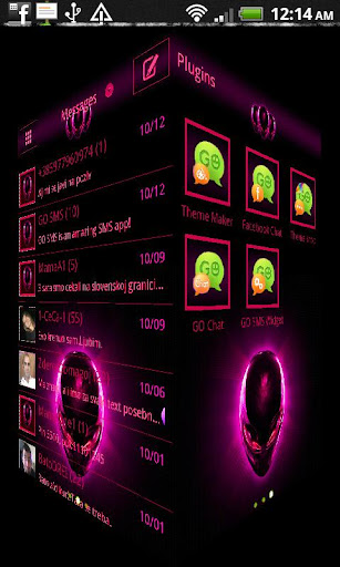 GO SMS Pro Alien Pink theme