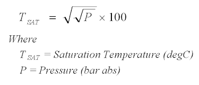 Chemical & Process Technology: Square-root-Square-root Formula Ease  Saturated Steam-Codensate Temperature Prediction