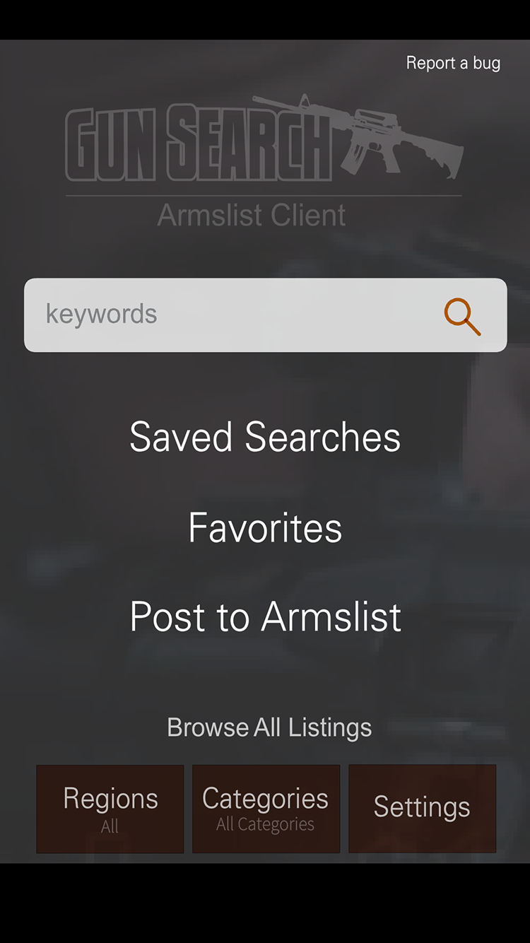 Android application Gun Search Client for Armslist screenshort
