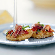 Pizzette With Fontina, Tomato, Basil, and Prosciutto