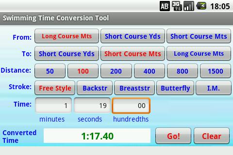 Swimming Time Conversion Tool