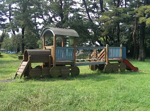 蒸気機関車の木製遊具