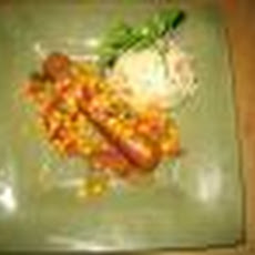 Fresh Corn Salsa With Grilled Beef Knockwurst