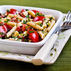 Penne Pasta with Tomato, Herb, and Feta No-Cook Pasta Sauce