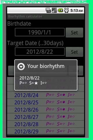 Biorhythm calculator