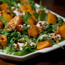Roasted Squash with Burrata, Hazelnuts and Arugula