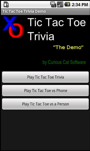 Tic Tac Toe Trivia Demo