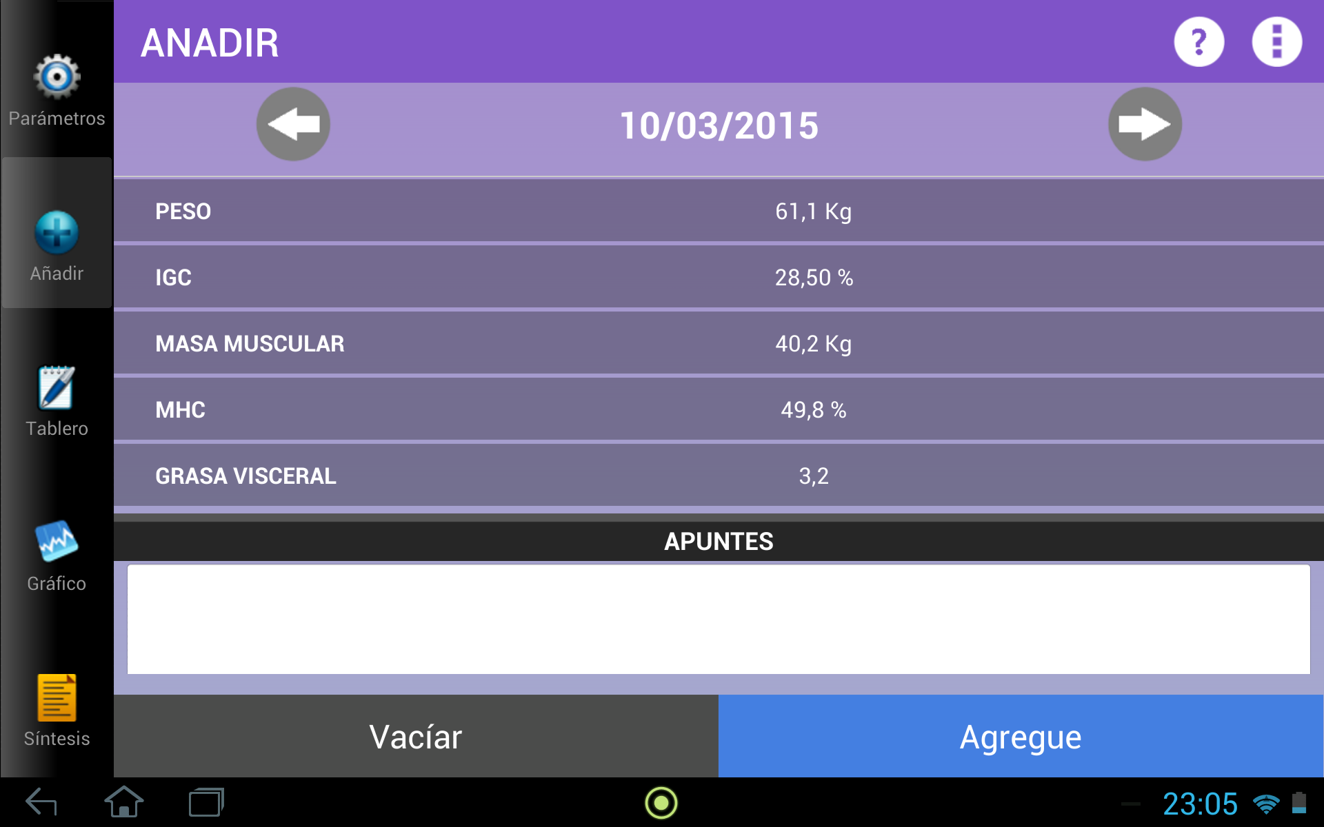 Android application Weigh-In Deluxe Weight Tracker screenshort