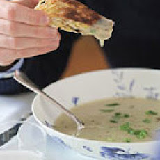 Potato Scallion Soup with Fried Matzo Dippers