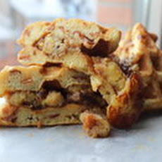 Bacon-Banana Waffle Sandwich with Peanut Butter and Maple Syrup