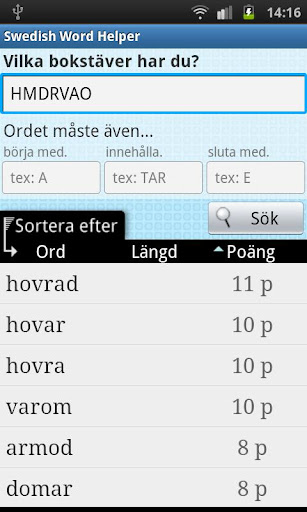 Swedish Word Finder