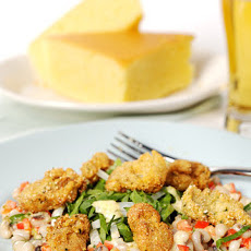 Cornmeal-Crusted Oyster and Black-Eyed Pea Salad with Jalapeno Dressing