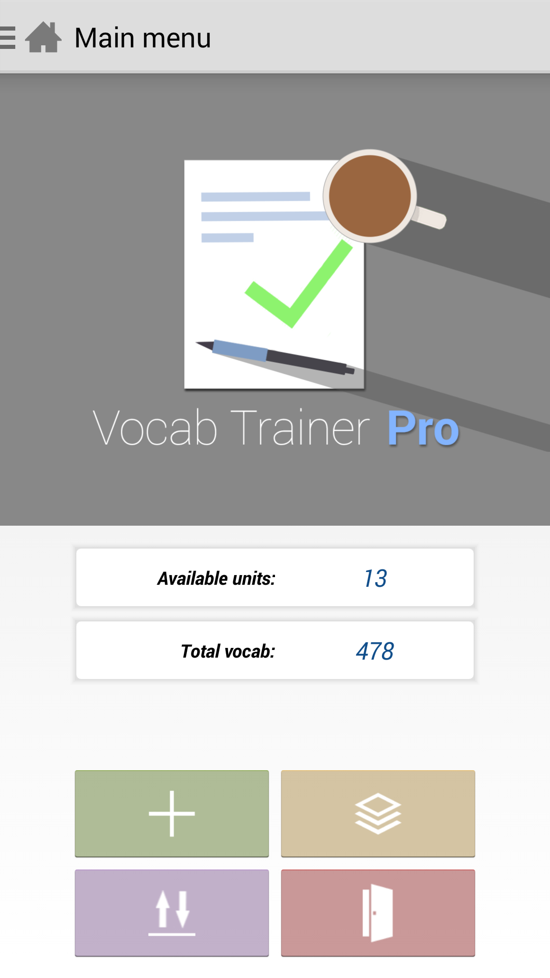 Android application Vocab Trainer Pro screenshort