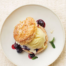 Corn Ice Cream Shortcakes with Blueberry Compote