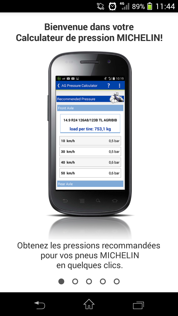 Android application MICHELIN Pressure Calculator screenshort