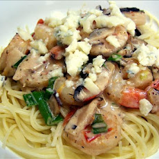 Grecian Shrimp over Pasta