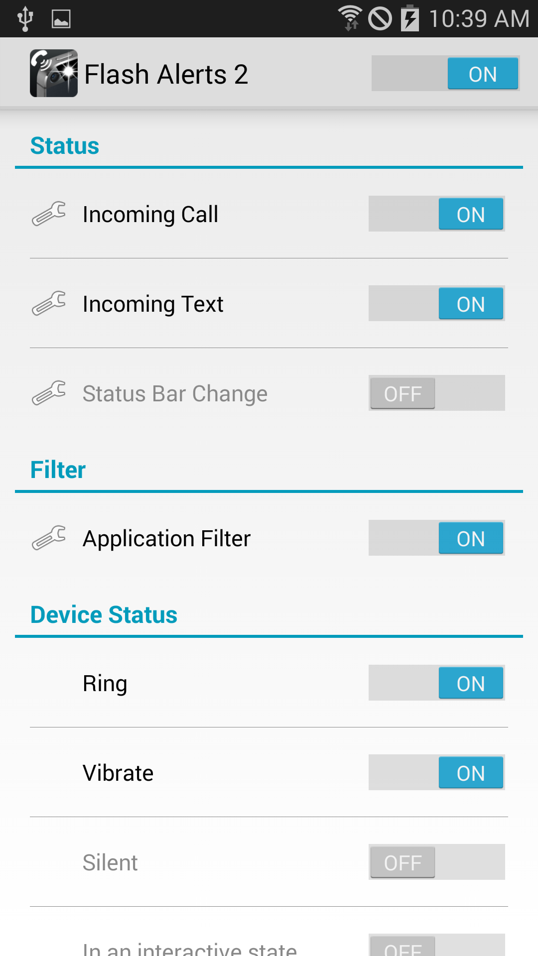 Android application Flash Alerts 2 screenshort
