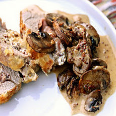 Pork Tenderloin Cordon Bleu with Mushroom-Mustard Cream Sauce