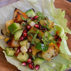 Grilled summer salad with a citrus & pomegranate molasses dressing.