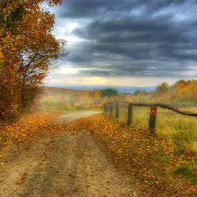 Country road by Boris Frković - Photoshop Art Places ( clouds, sky, autumn, colors, road, landscape, country )