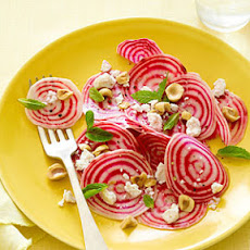 Chioggia Beet Salad with Ricotta Salata and Hazelnuts
