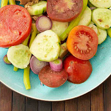 Tomato, Cucumber and Sweet Onion Salad with Cumin Salt