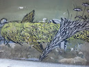 Golden Flying Whale Graffiti