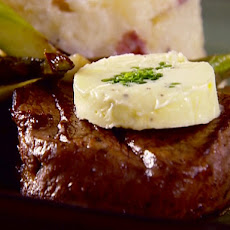 Flaming Filet Mignon with Chive Butter