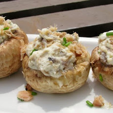 Salmon and Chive Stuffed Mushrooms