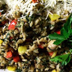 Sunny Pepper Parmesan Rice with Spinach