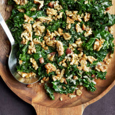 Kale with Pancetta, Cream and Toasted Rosemary Walnuts