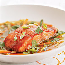 Hoisin-glazed Wild Alaska Salmon in Ginger Broth