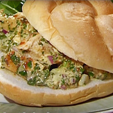 Grilled Chicken Salad with Fresh Herbs and Celery on Toasted Rolls