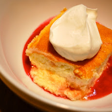 Cointreau Pudding Cake with Cranberry Syrup
