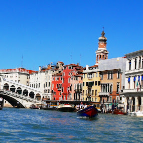 Typical Postcard by Leif Holmberg - Landscapes Travel ( water, rialto, venice, bridge, italy )